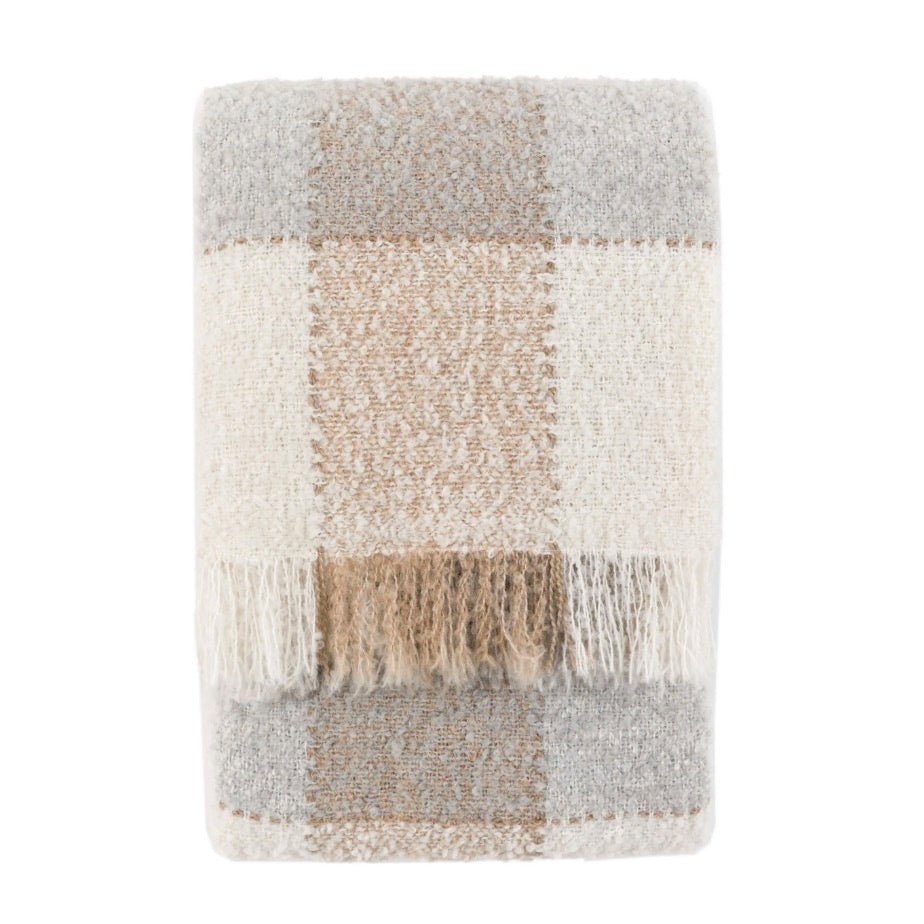 Autumn Check Boucle Throw - Natural1 - Duck Barn Interiors
