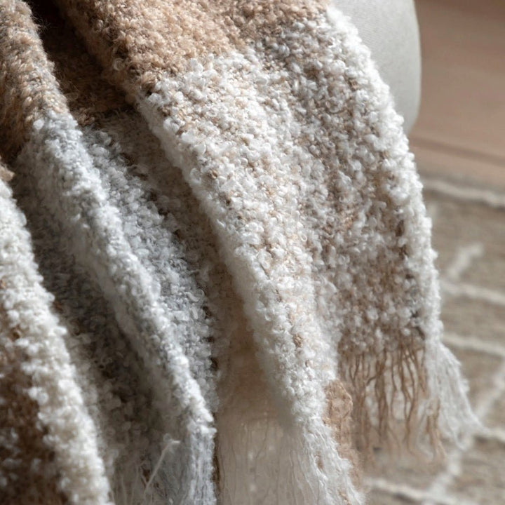 Autumn Check Boucle Throw - Natural3 - Duck Barn Interiors