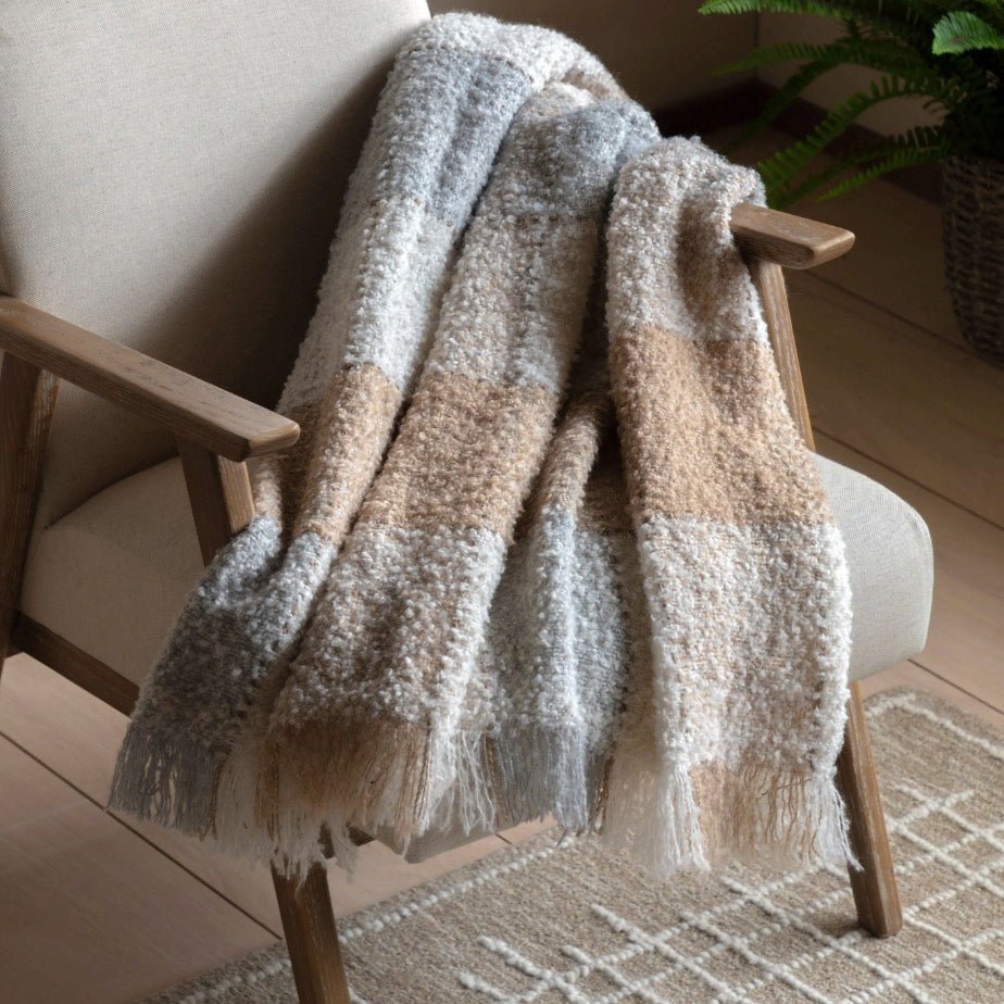 Autumn Check Boucle Throw - Natural2 - Duck Barn Interiors