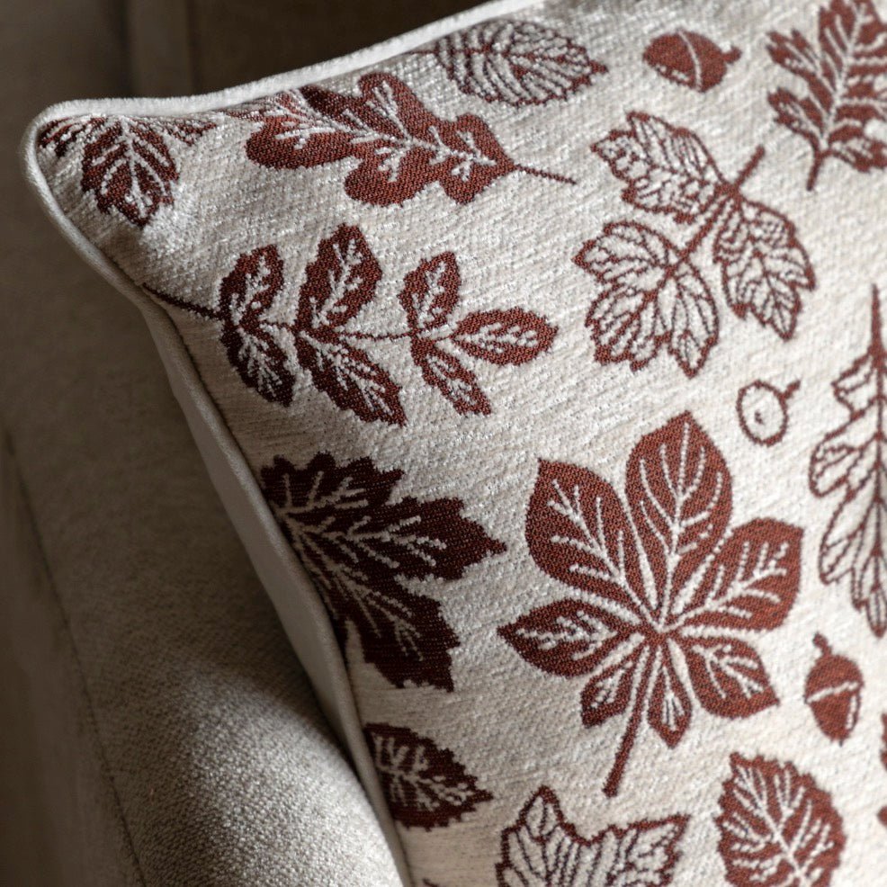Autumn Leaf Chenille Cushion - 45cm2 - Duck Barn Interiors