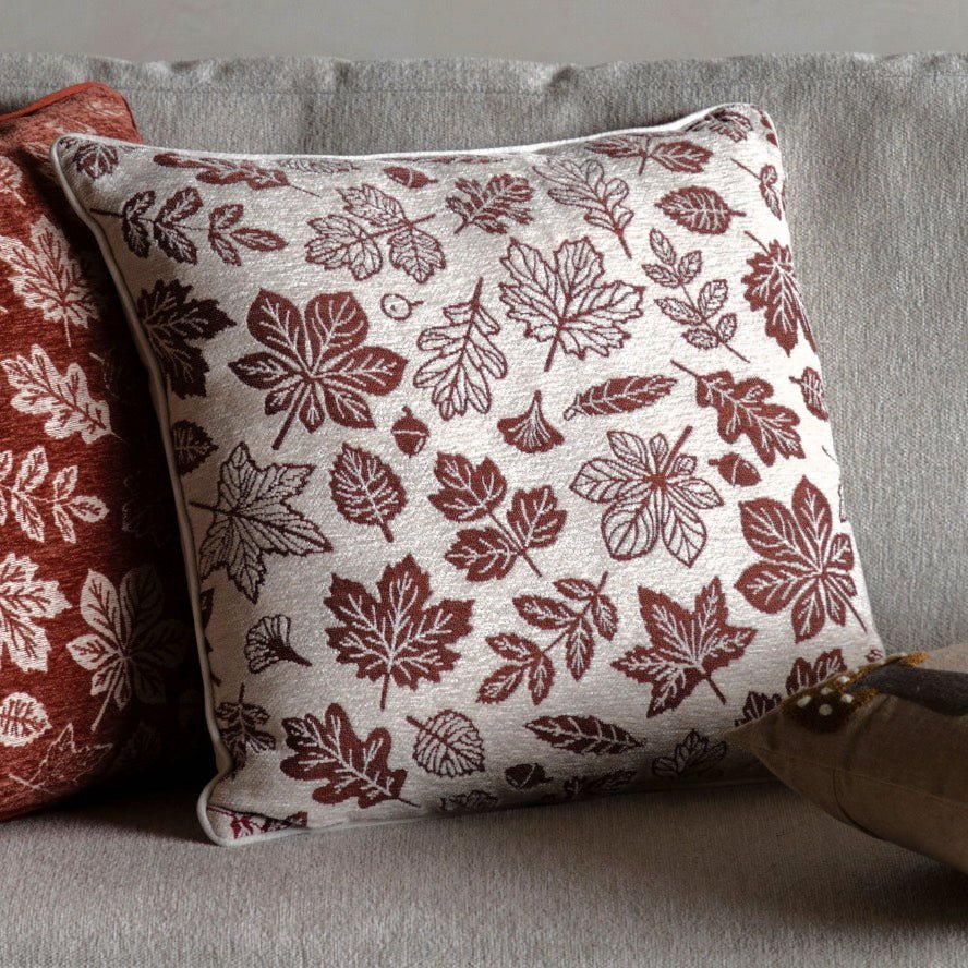 Autumn Leaf Chenille Cushion - 45cm1 - Duck Barn Interiors