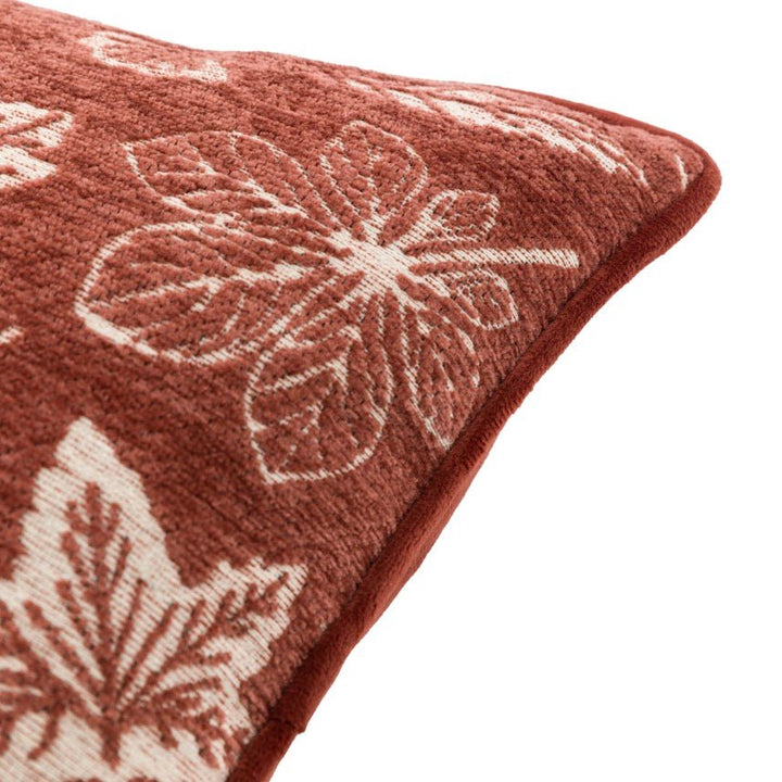 Autumn Leaf Chenille Cushion - Rust - 45cm8 - Duck Barn Interiors