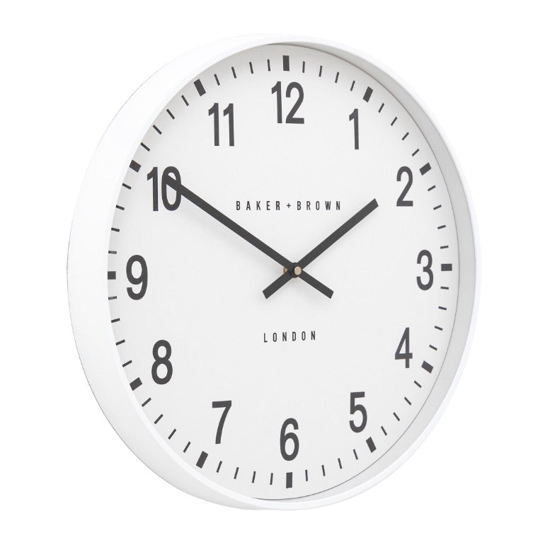 Baker & Brown Cambridge Wall Clock - White (40cm)1 - Duck Barn Interiors