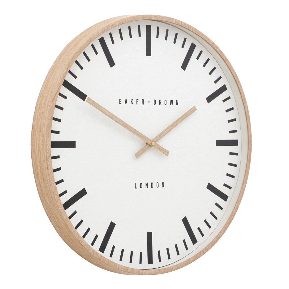 Baker & Brown Longstone Wall Clock - Oak (50cm/20")1 - Duck Barn Interiors