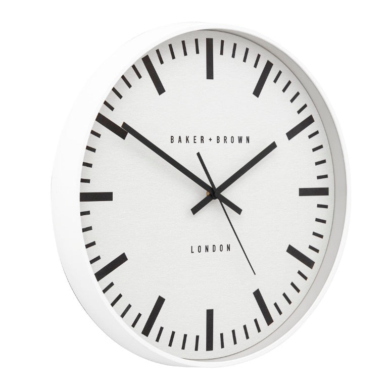 Baker & Brown Longstone Wall Clock - White (50cm/20")1 - Duck Barn Interiors