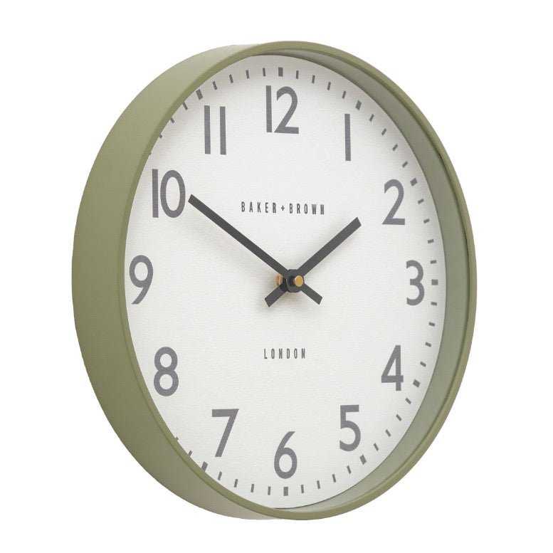 Baker & Brown Norton Wall Clock - Sage Green (40cm)1 - Duck Barn Interiors