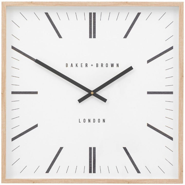 Baker & Brown Square Penhurst Wall Clock - Oak (50cm)1 - Duck Barn Interiors