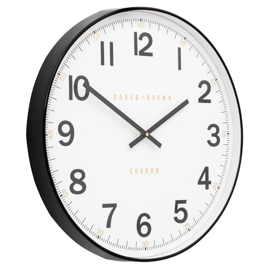 Baker & Brown Whitby Wall Clock - Black (50cm/20")1 - Duck Barn Interiors