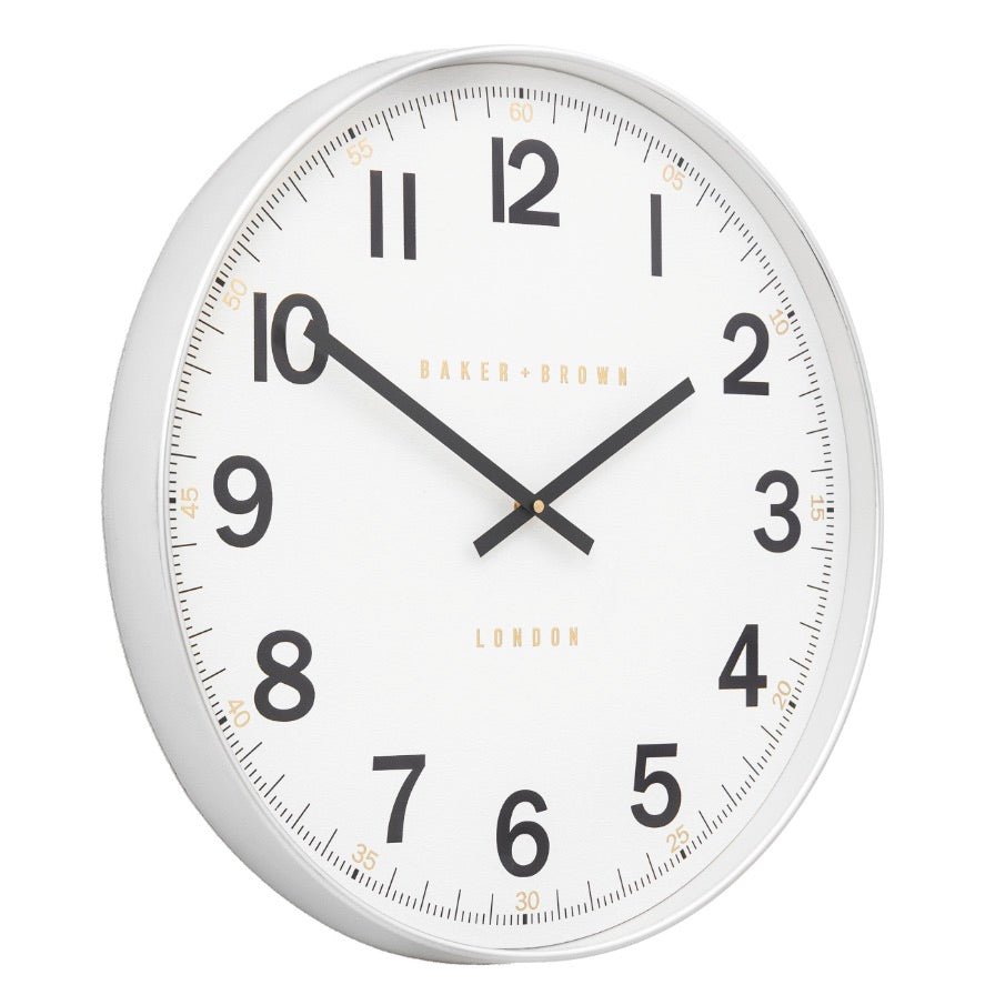 Baker & Brown Whitby Wall Clock - Chrome (50cm/20")1 - Duck Barn Interiors