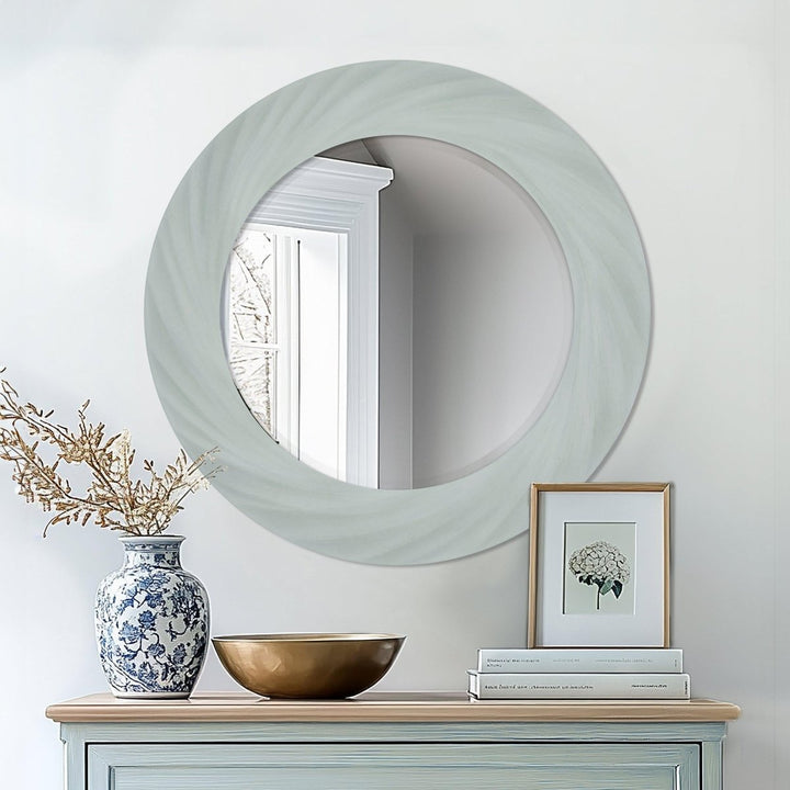 Barley Twist Round Wall Mirror - 70cm - Soft Blue1 - Duck Barn Interiors