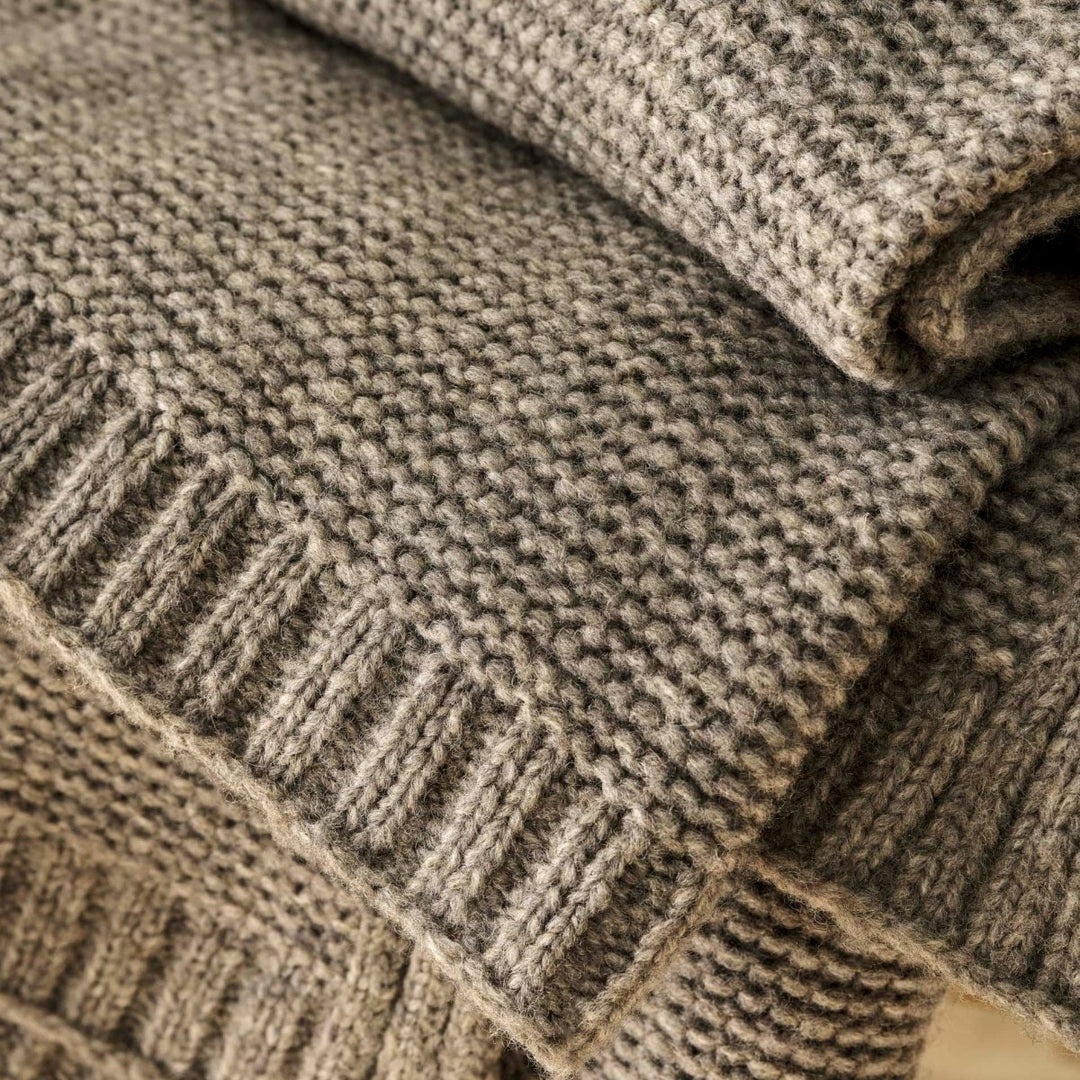 Bartley Cable Knit Wool Throw - Grey2 - Duck Barn Interiors