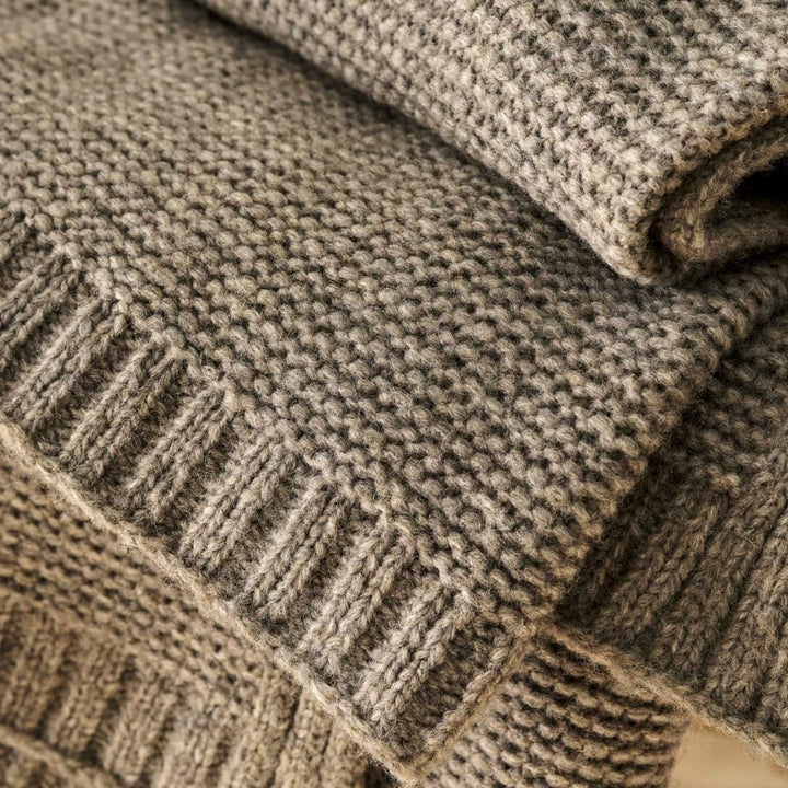 Bartley Cable Knit Wool Throw - Grey2 - Duck Barn Interiors