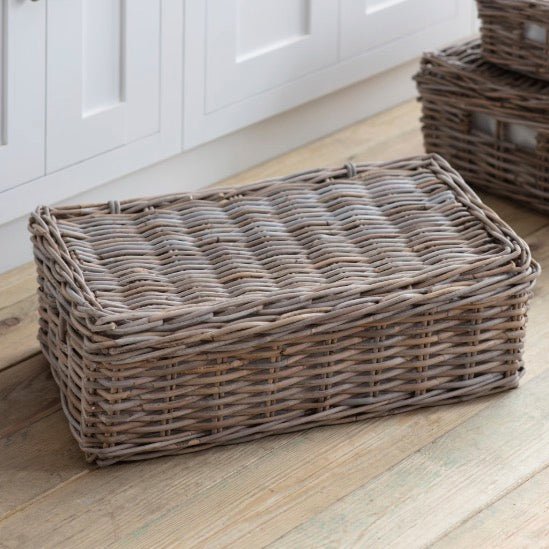 Bembridge Rattan Lined Lidded Basket - Medium1 - Duck Barn Interiors