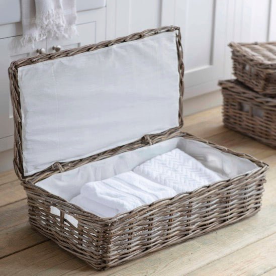 Bembridge Rattan Lined Lidded Basket - Medium2 - Duck Barn Interiors