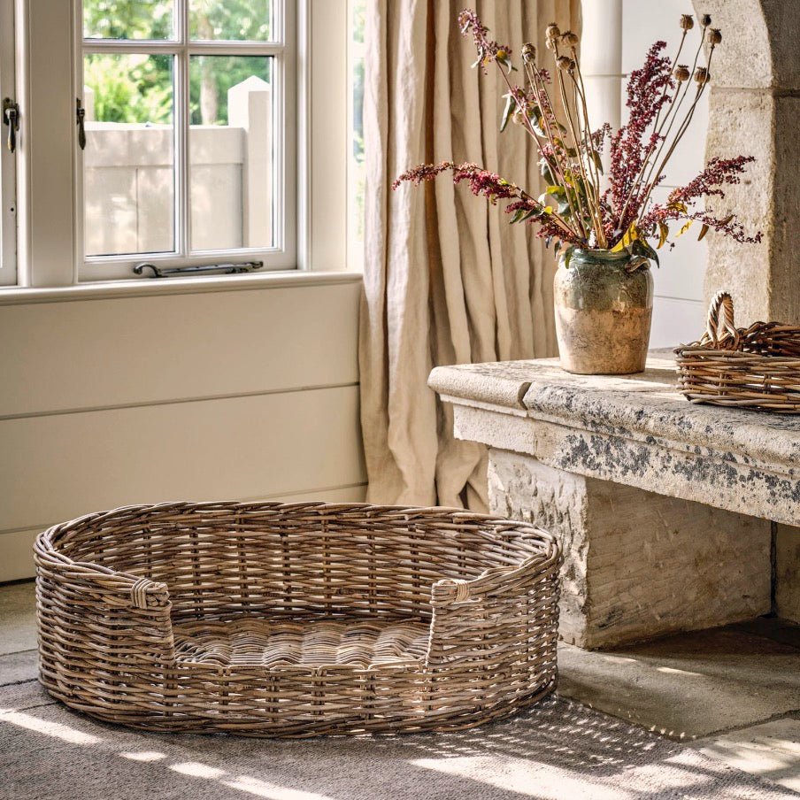 Bembridge Rattan Pet Beds - Two Sizes1 - Duck Barn Interiors