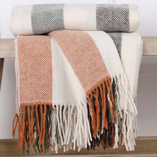 Biggie Best Woodland Stripe Pure Wool Throw