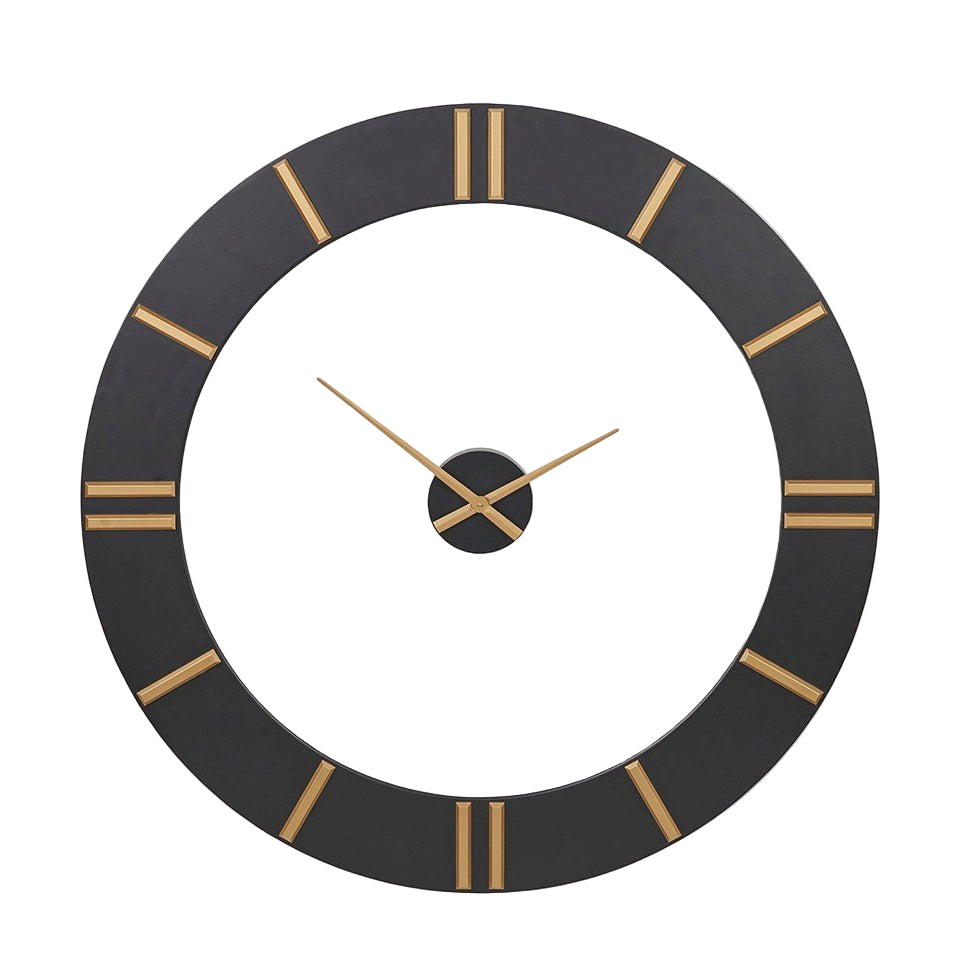 Black and Gold 2 Piece Extra Large Wall Clock (120cm)1 - Duck Barn Interiors