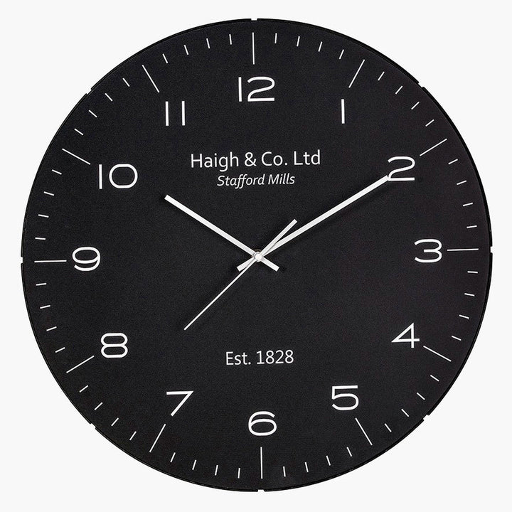 Black and Silver Dome Glass Large Wall Clock (50cm)1 - Duck Barn Interiors