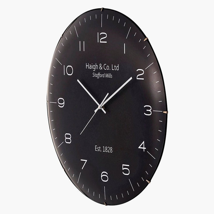 Black and Silver Dome Glass Large Wall Clock (50cm)4 - Duck Barn Interiors