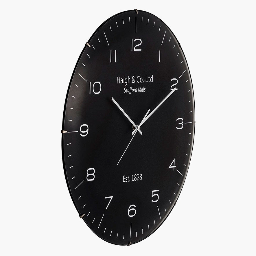 Black and Silver Dome Glass Large Wall Clock (50cm)3 - Duck Barn Interiors