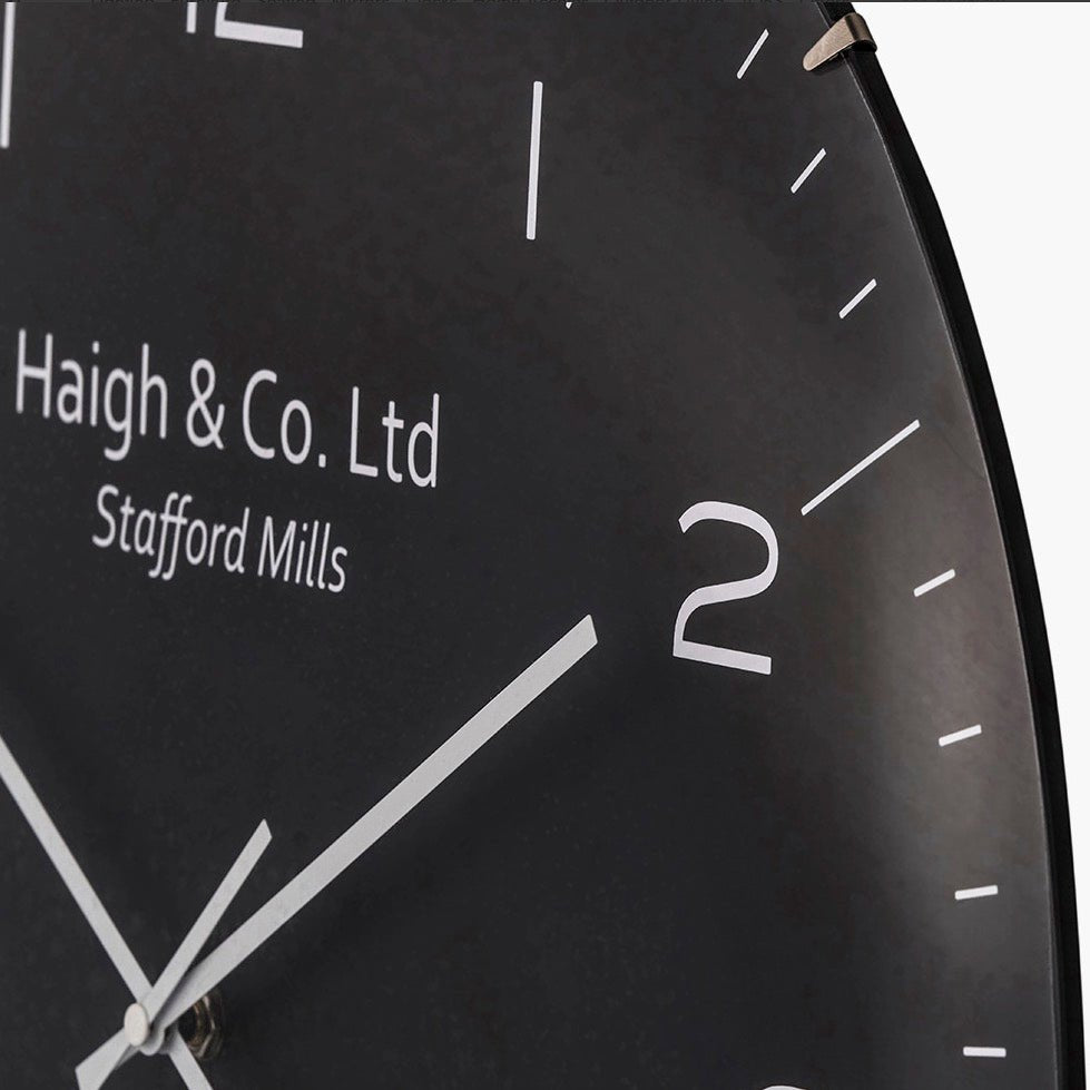 Black and Silver Dome Glass Large Wall Clock (50cm)5 - Duck Barn Interiors