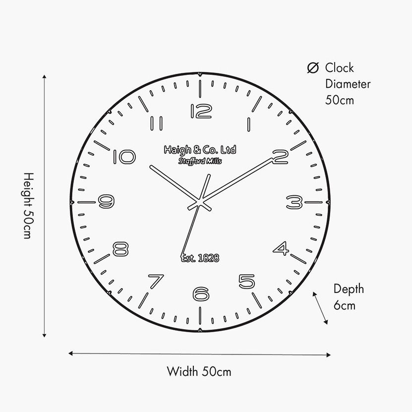 Black and Silver Dome Glass Large Wall Clock (50cm)11 - Duck Barn Interiors