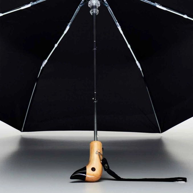 Black Compact Eco-Friendly Duck Umbrella2 - Duck Barn Interiors