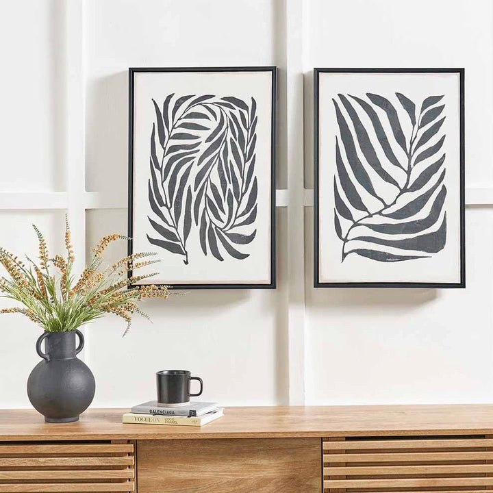 Black Leaf Print Canvas (Set of 2)1 - Duck Barn Interiors