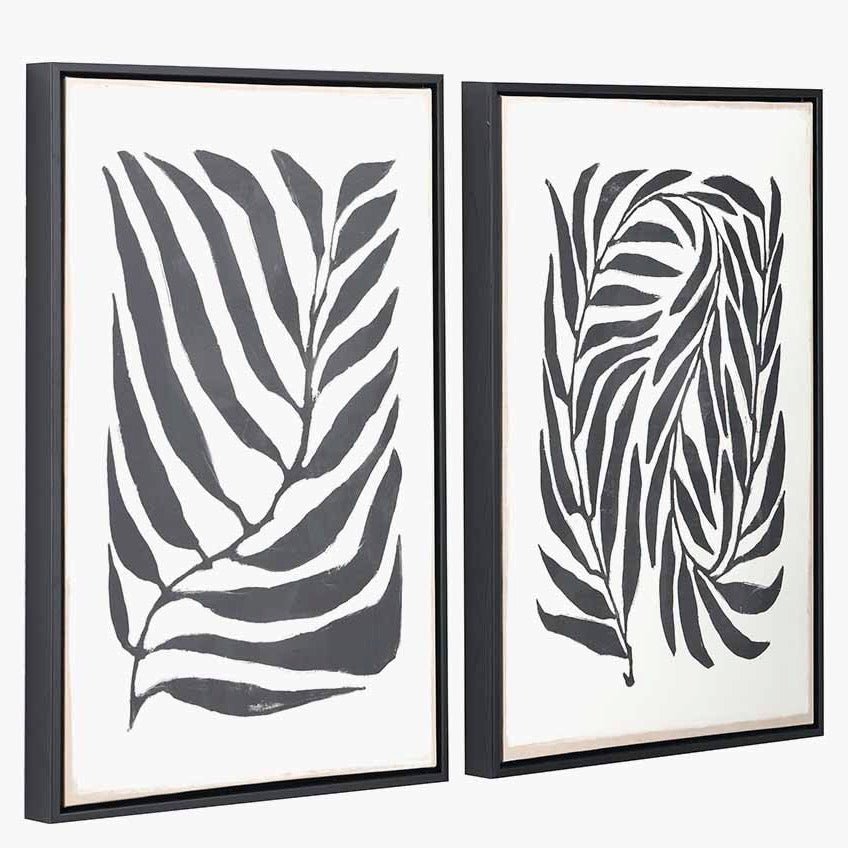 Black Leaf Print Canvas (Set of 2)3 - Duck Barn Interiors