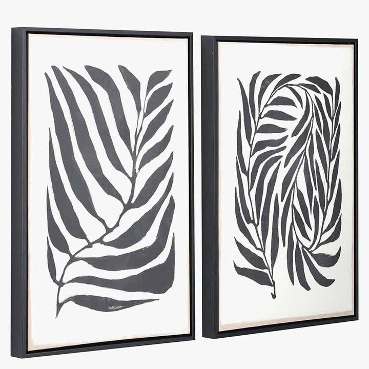 Black Leaf Print Canvas (Set of 2)3 - Duck Barn Interiors