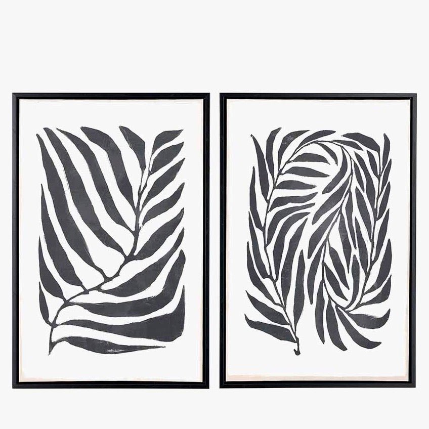 Black Leaf Print Canvas (Set of 2)2 - Duck Barn Interiors