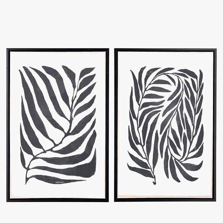 Black Leaf Print Canvas (Set of 2)2 - Duck Barn Interiors
