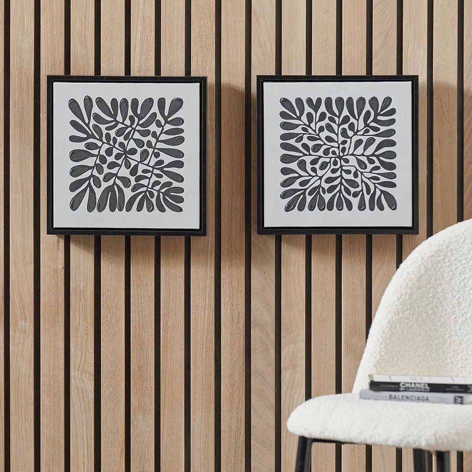Black Leaf Square Print Canvas (Set of 2)1 - Duck Barn Interiors