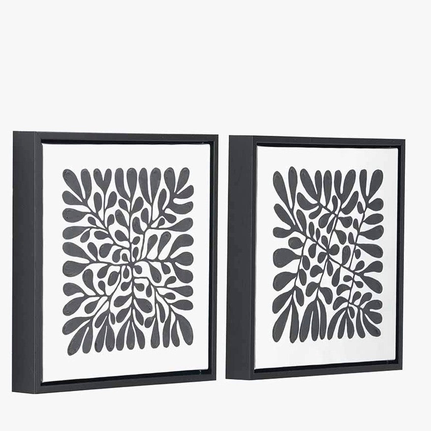 Black Leaf Square Print Canvas (Set of 2)4 - Duck Barn Interiors
