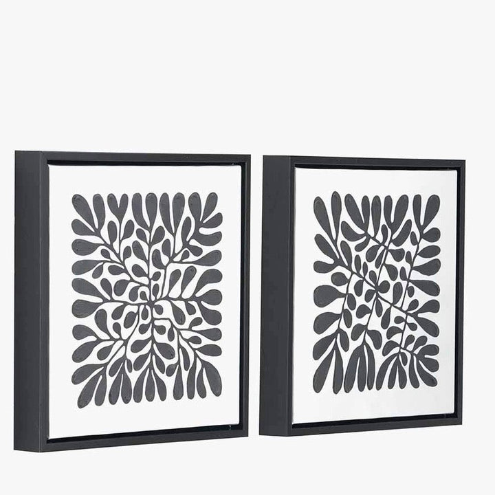 Black Leaf Square Print Canvas (Set of 2)4 - Duck Barn Interiors