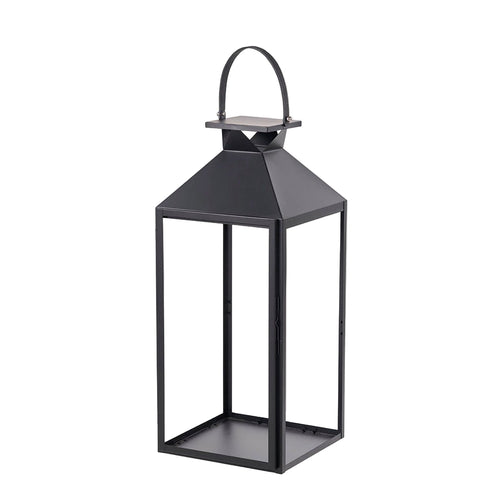 Black Stainless Steel Glass Lantern - Large