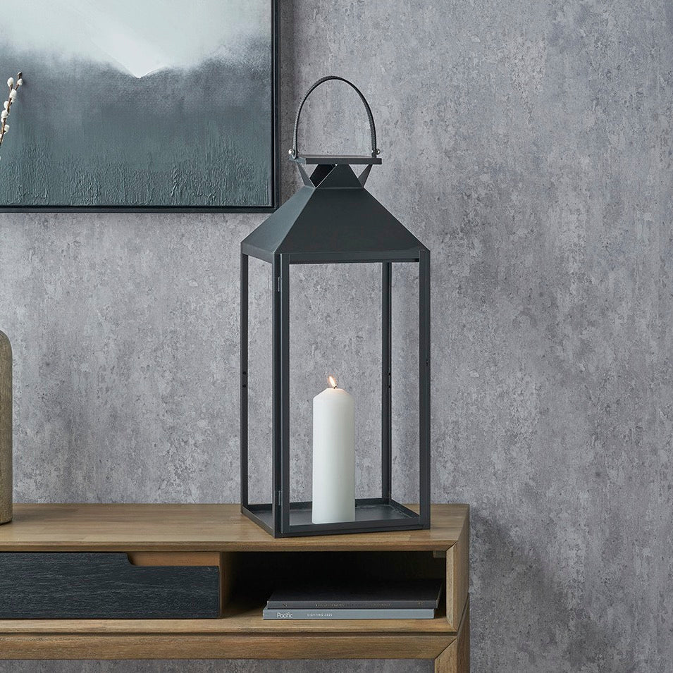 Black Stainless Steel Glass Lantern - Large1 - Duck Barn Interiors