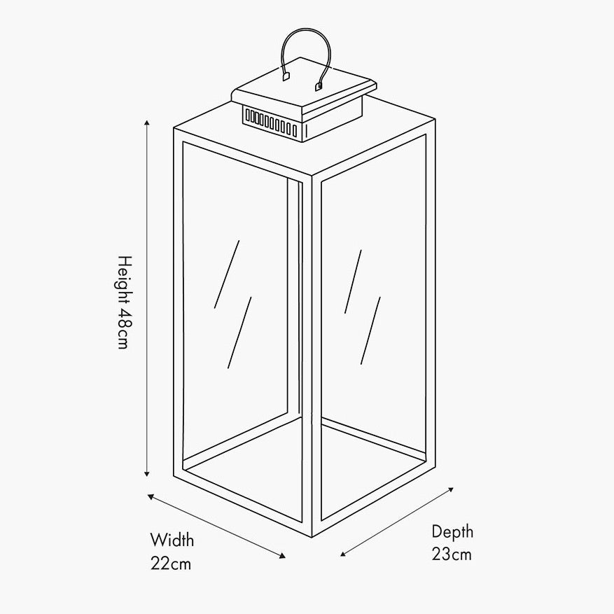 Black Stainless Steel Rectangular Glass Lantern - Large9 - Duck Barn Interiors