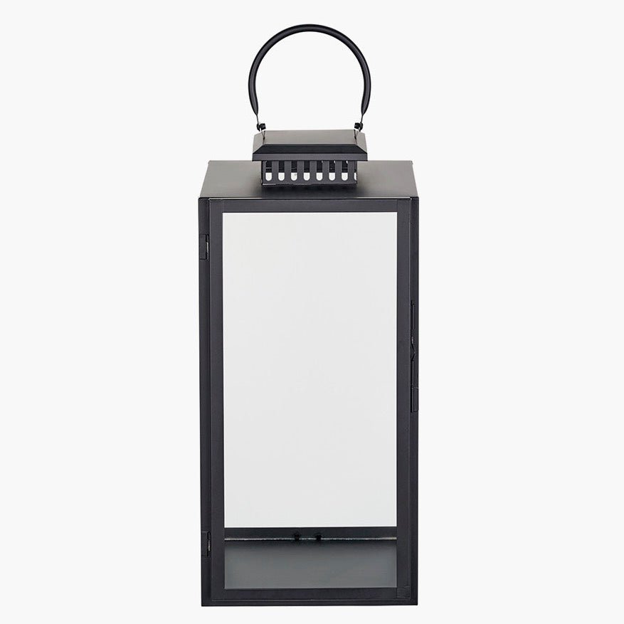 Black Stainless Steel Rectangular Glass Lantern - Large3 - Duck Barn Interiors