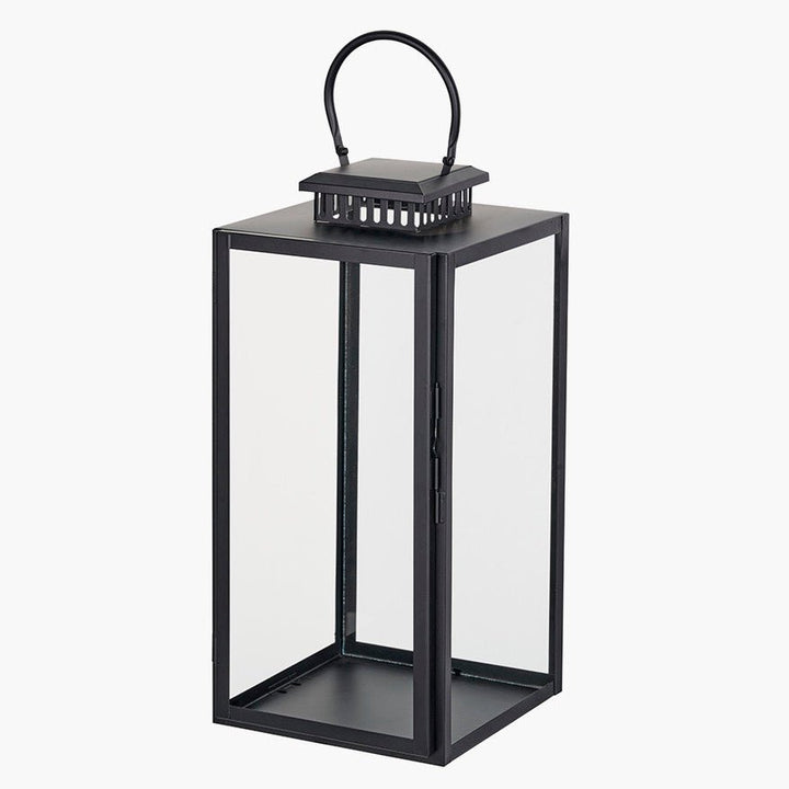 Black Stainless Steel Rectangular Glass Lantern - Large2 - Duck Barn Interiors