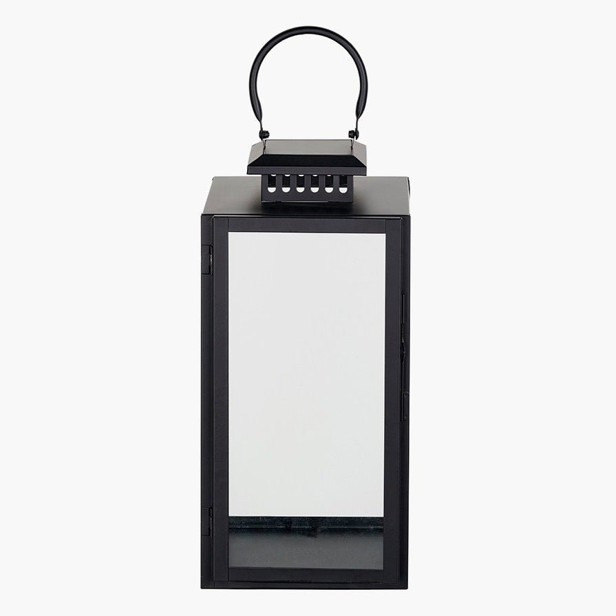 Black Stainless Steel Rectangular Glass Lantern - Medium2 - Duck Barn Interiors