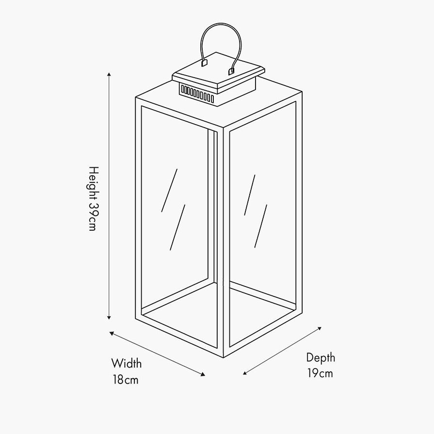 Black Stainless Steel Rectangular Glass Lantern - Medium10 - Duck Barn Interiors
