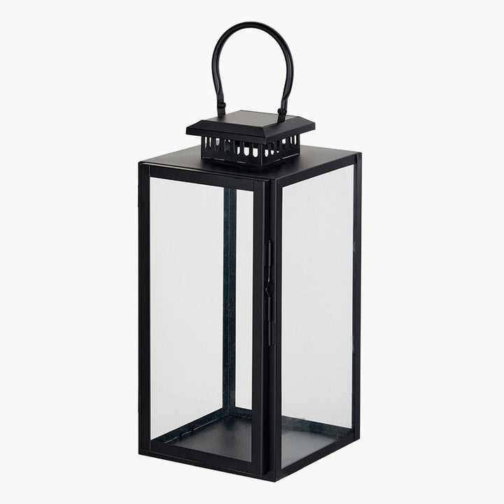Black Stainless Steel Rectangular Glass Lantern - Medium3 - Duck Barn Interiors