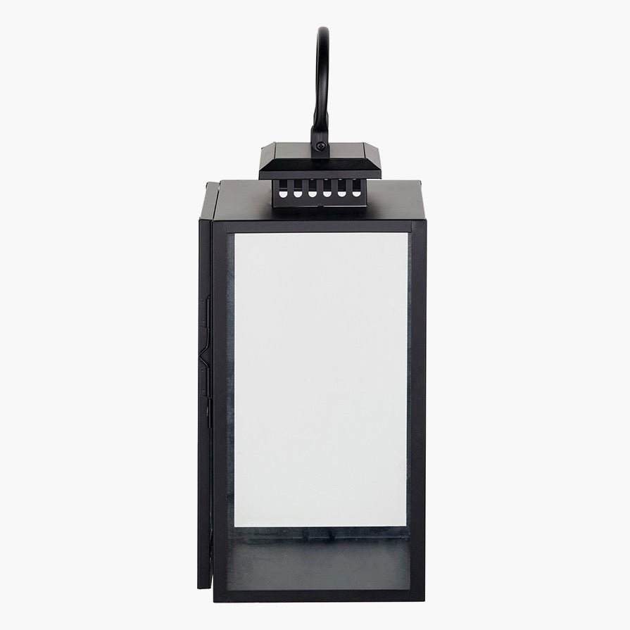 Black Stainless Steel Rectangular Glass Lantern - Medium4 - Duck Barn Interiors
