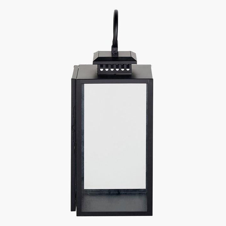 Black Stainless Steel Rectangular Glass Lantern - Medium4 - Duck Barn Interiors