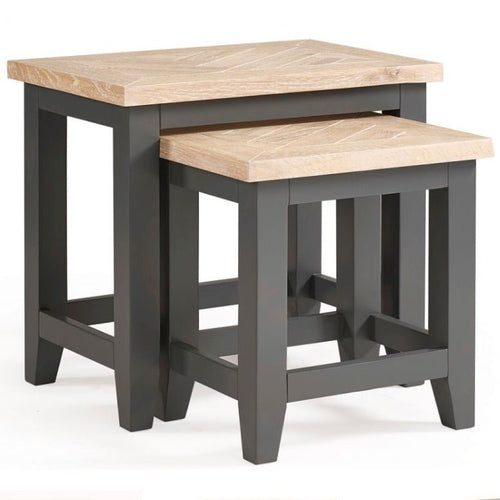 Bordeaux Nest of 2 Tables with Parquet Top - Dark Grey