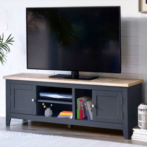 Bordeaux TV Unit with Parquet Top - Dark Grey