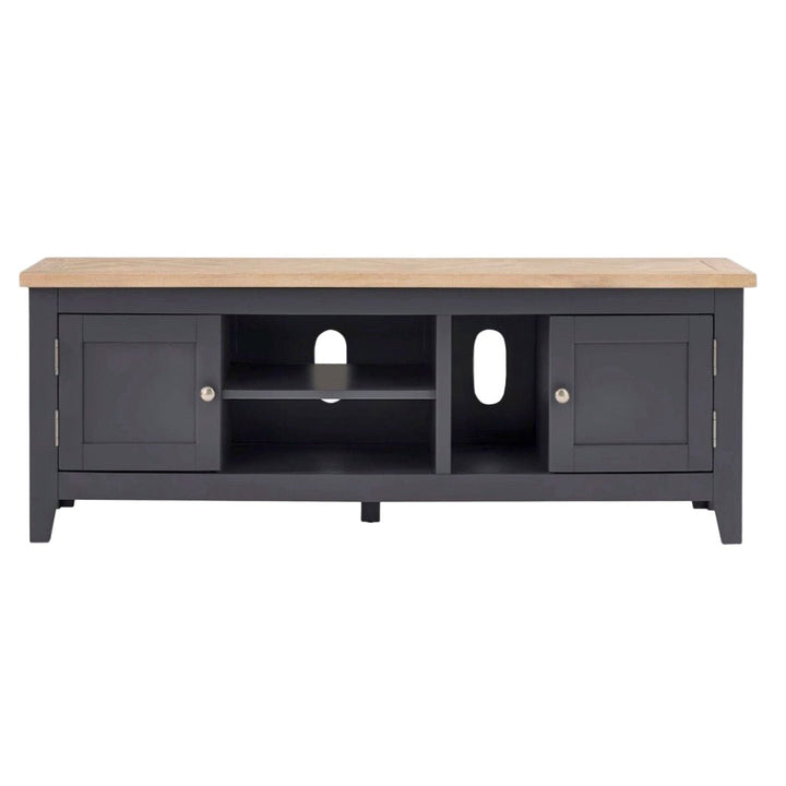 Bordeaux TV Unit with Parquet Top - Dark Grey1 - Duck Barn Interiors