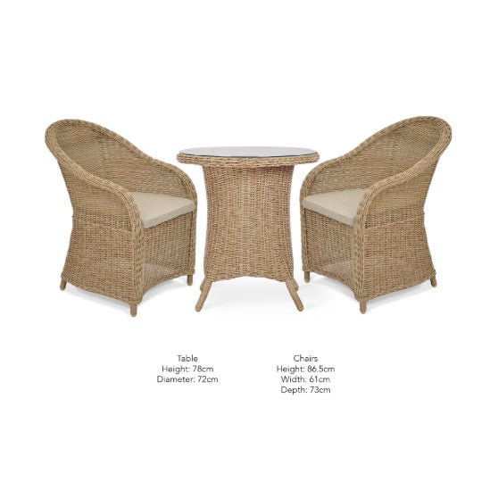 Brayford PE Rattan Bistro Set - Natural13 - Duck Barn Interiors