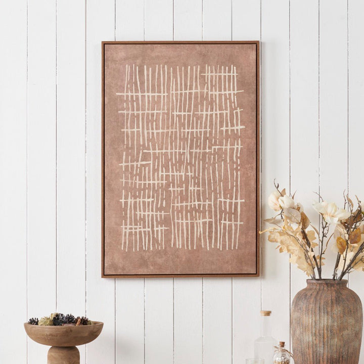 Brown Abstract Design Linen Canvas1 - Duck Barn Interiors
